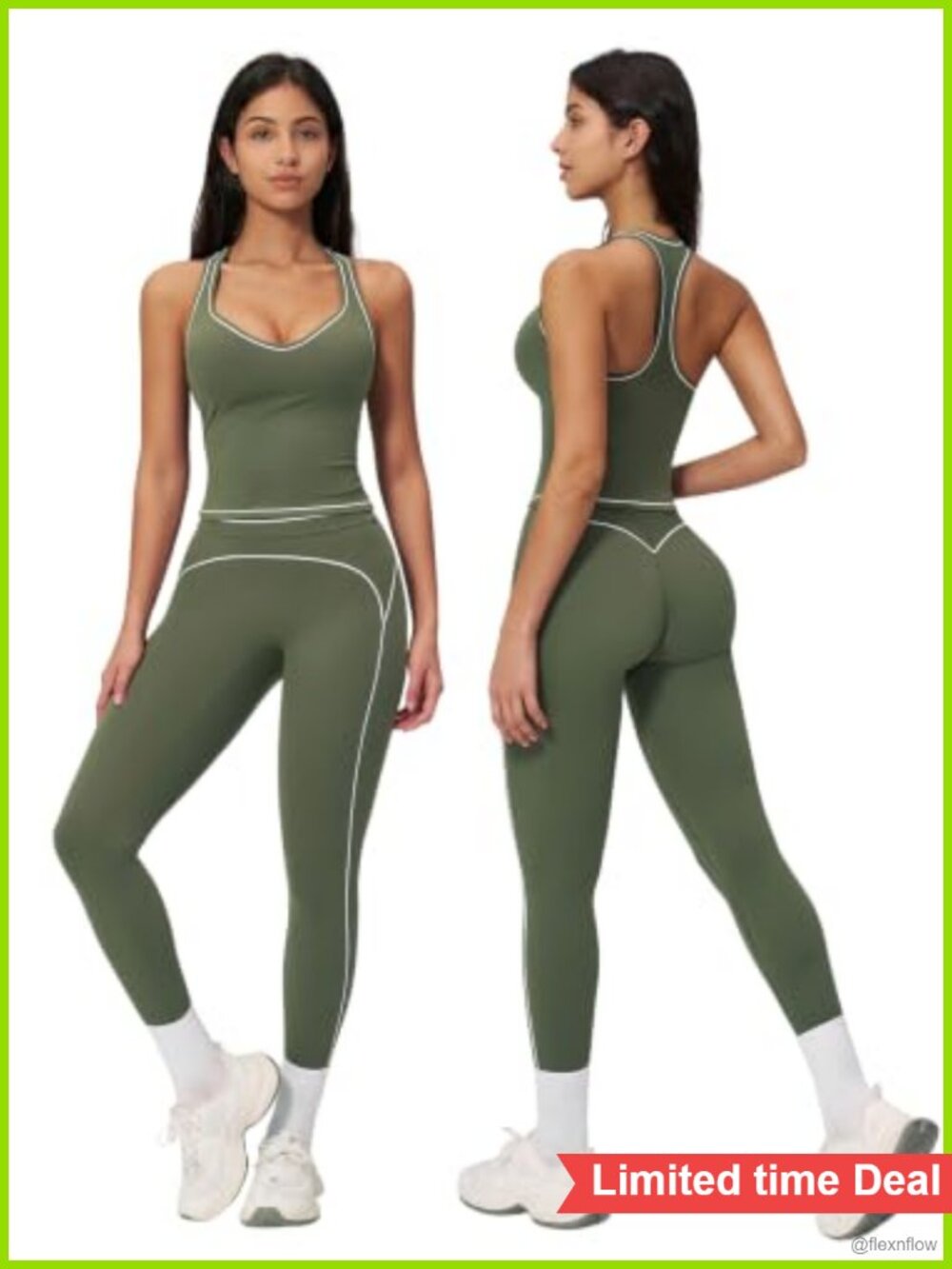 Women's Two Piece Workout Set Racerback Tank Top High Waist Leggings